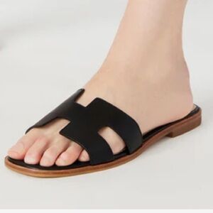 Steve Madden Black Leather Slide On Sandals Size 11